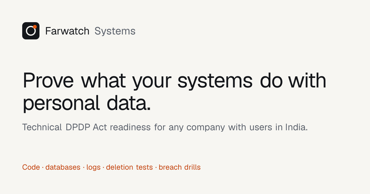 Farwatch Systems: Technical DPDP Act readiness